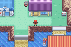 The road through Seven Island town in Pokémon LeafGreen
