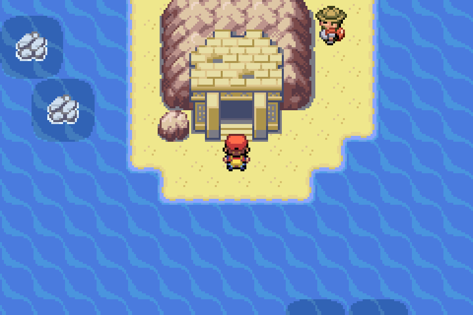 The player outside a Tanoby Ruins chamber south of Seven Island in Pokémon LeafGreen