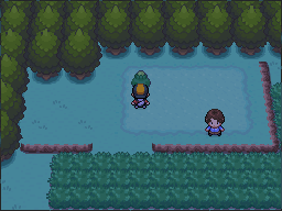 The green-Apricorn tree stands in the clearing against the northern tree line. in Pokémon HeartGold.