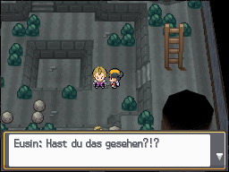 Eusine speaking in the Burned Tower basement after the beasts flee in HeartGold
