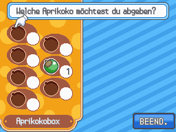 HeartGold Apricorn Box showing one green Apricorn in Kurt’s handover menu