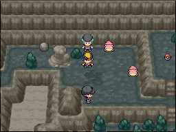 Proton and the Slowpoke in Slowpoke Well B1F in HeartGold