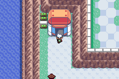 The red-roofed move tutor house on the western edge of Emerald’s Battle Frontier, with the player facing its door