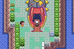 The player on the red stairs leading into the open mouth of the Battle Pike, a building shaped like a giant Seviper head