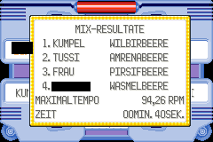 Emerald blender results list Watmel, Pecha, Aspear and Cheri Berries with a maximum speed of 94.26 RPM.