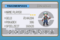 Illustrative 3-star silver Trainer Card in Emerald, with the anonymous PLAYER name.