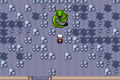 Rayquaza waiting at the top of Sky Pillar in Pokémon Emerald