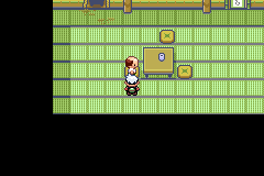 The player facing the Trick Master in his room at the back of the Trick House, beside a low table and two cushions