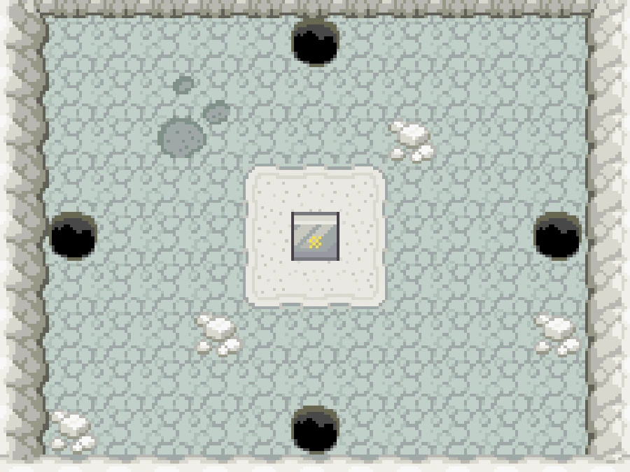 A Dotted Hole basement floor with four holes around a braille panel in the centre