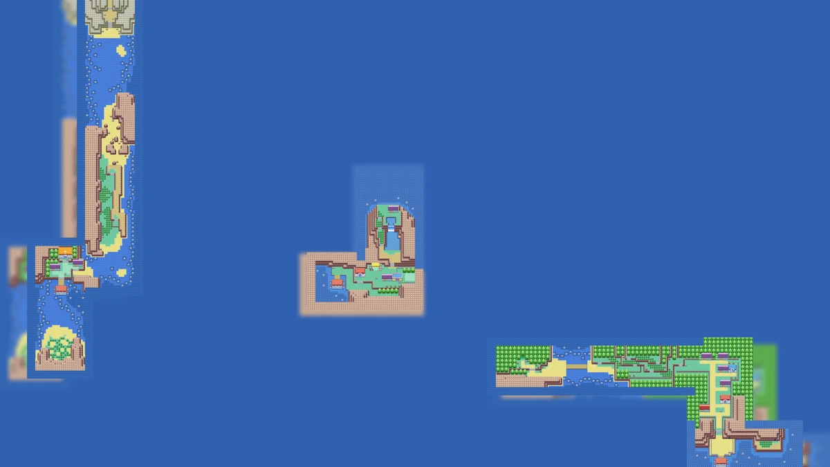 One Island, Two Island and Three Island on the PokéMaps Sevii Islands map