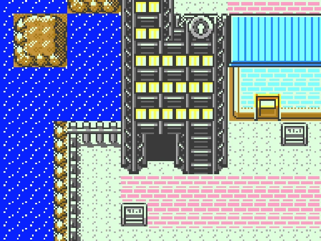 The Radio Tower entrance in Goldenrod City in Crystal, circled