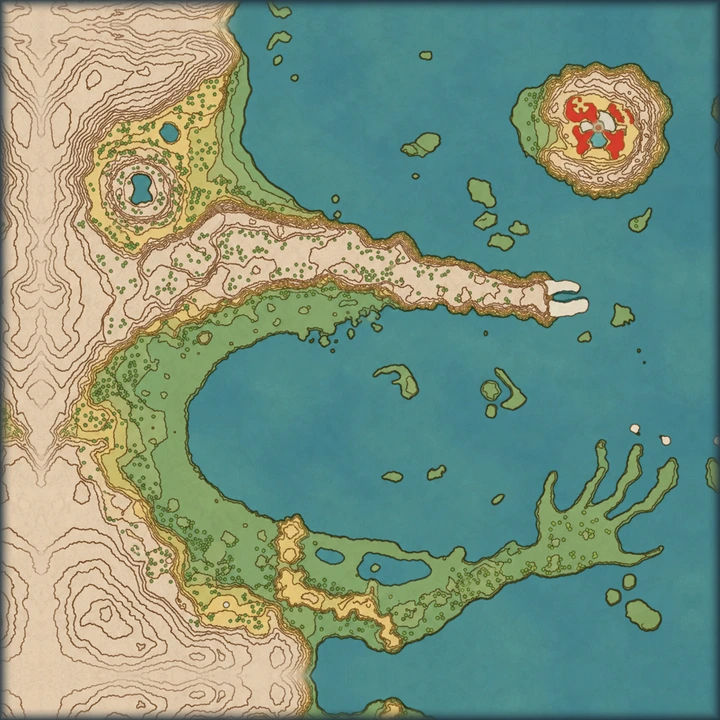 Cobalt Coastlands on the Hisui map with red badges B, N, Q, R and Z pointing at the places where those Unown hide