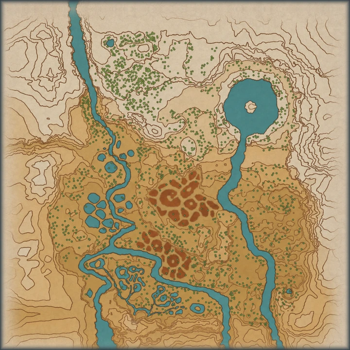 Crimson Mirelands on the Hisui map with red badges A, D, K, M and V pointing at the places where those Unown hide
