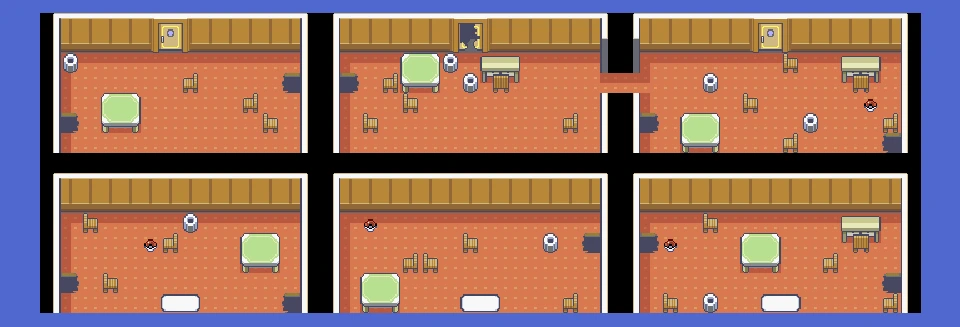 Complete layout of the six Abandoned Ship hidden cabins: rooms 4, 5 and 6 above rooms 1, 2 and 3