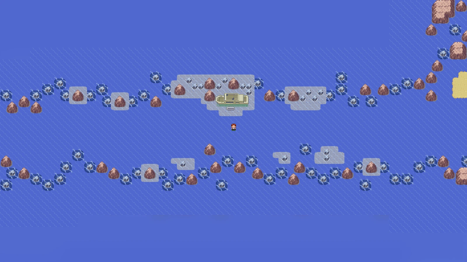 Route 108 on the PokéMaps Hoenn map with a player marker near the Abandoned Ship