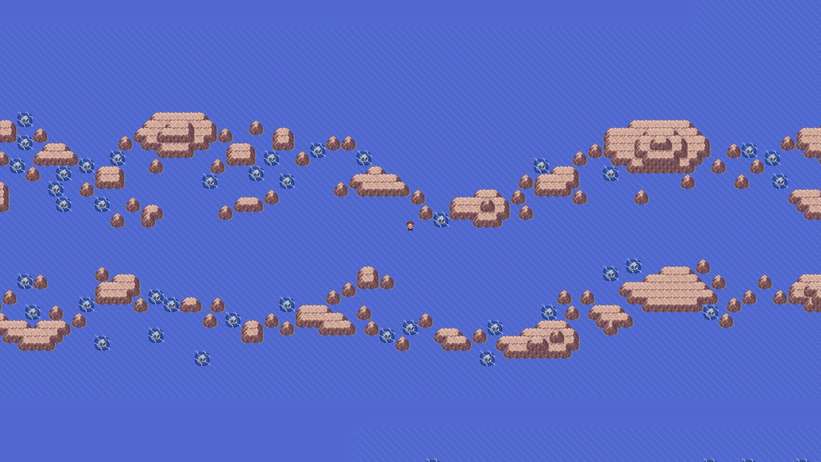 Route 130 on the PokéMaps Hoenn map with a player marker on the sea approach
