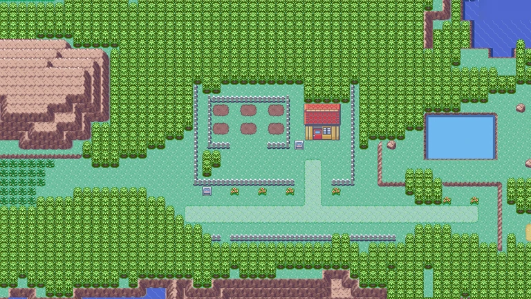 Native Hoenn map crop marking the Berry Master’s House beside twelve Berry plots on western Route 123.