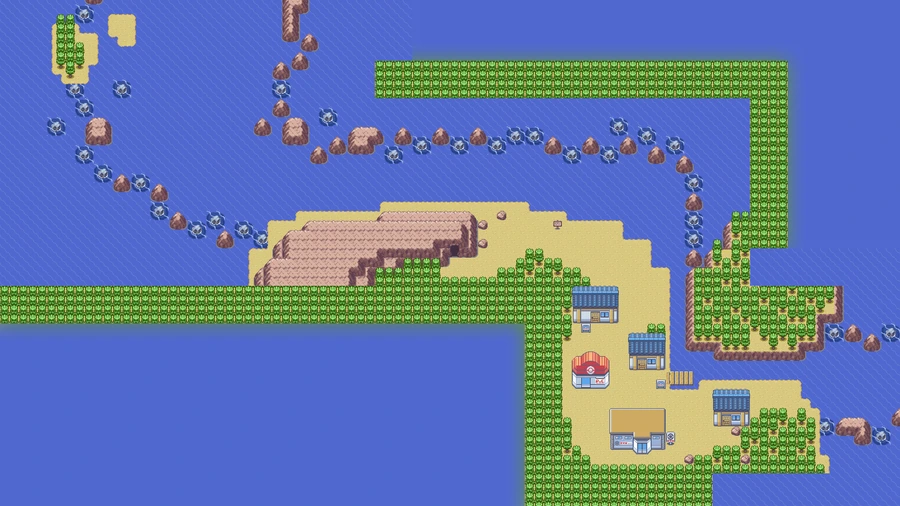 The Granite Cave entrance on the PokéMaps Hoenn map, near Dewford Town