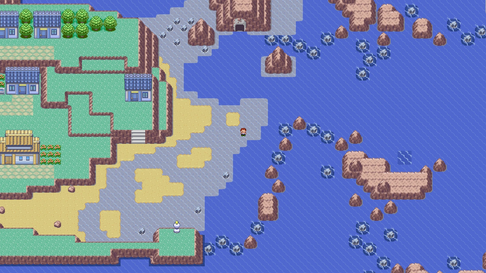 Lilycove City on the PokéMaps Hoenn map with a player marker near the harbor