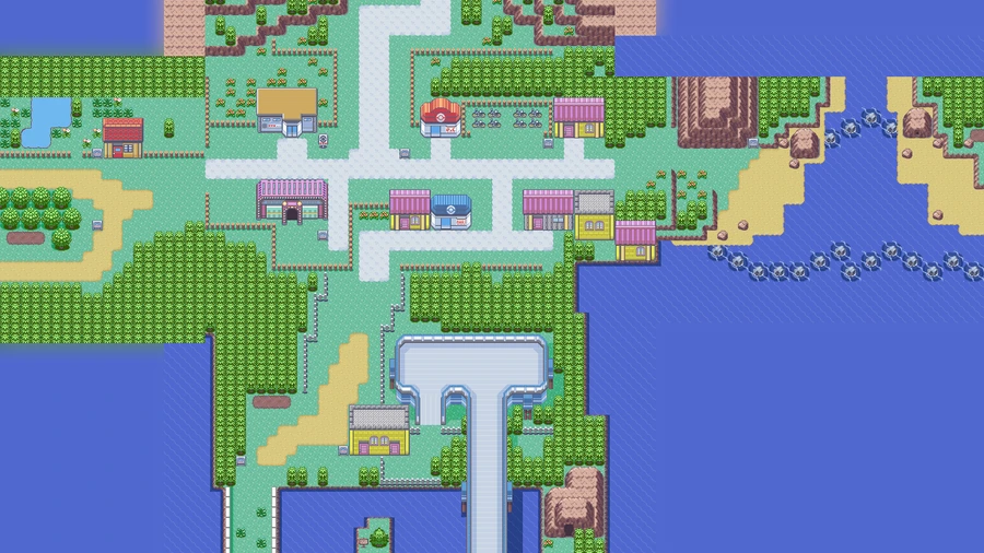 Mauville City on the PokéMaps Hoenn map, home of the “Rock Smash Dude” who gives HM06