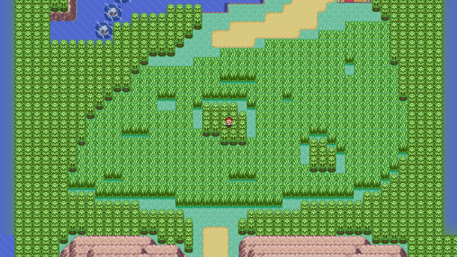 The southern stretch of Route 119 on the PokéMaps Hoenn map, with a player marker beside a fishing strip