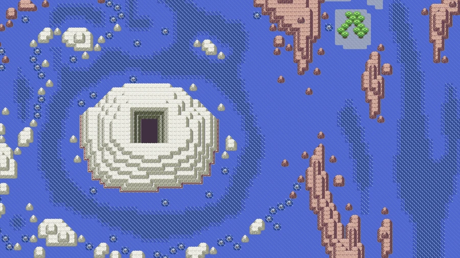 Sootopolis City on the PokéMaps Hoenn map, a ring-shaped city built around the Cave of Origin