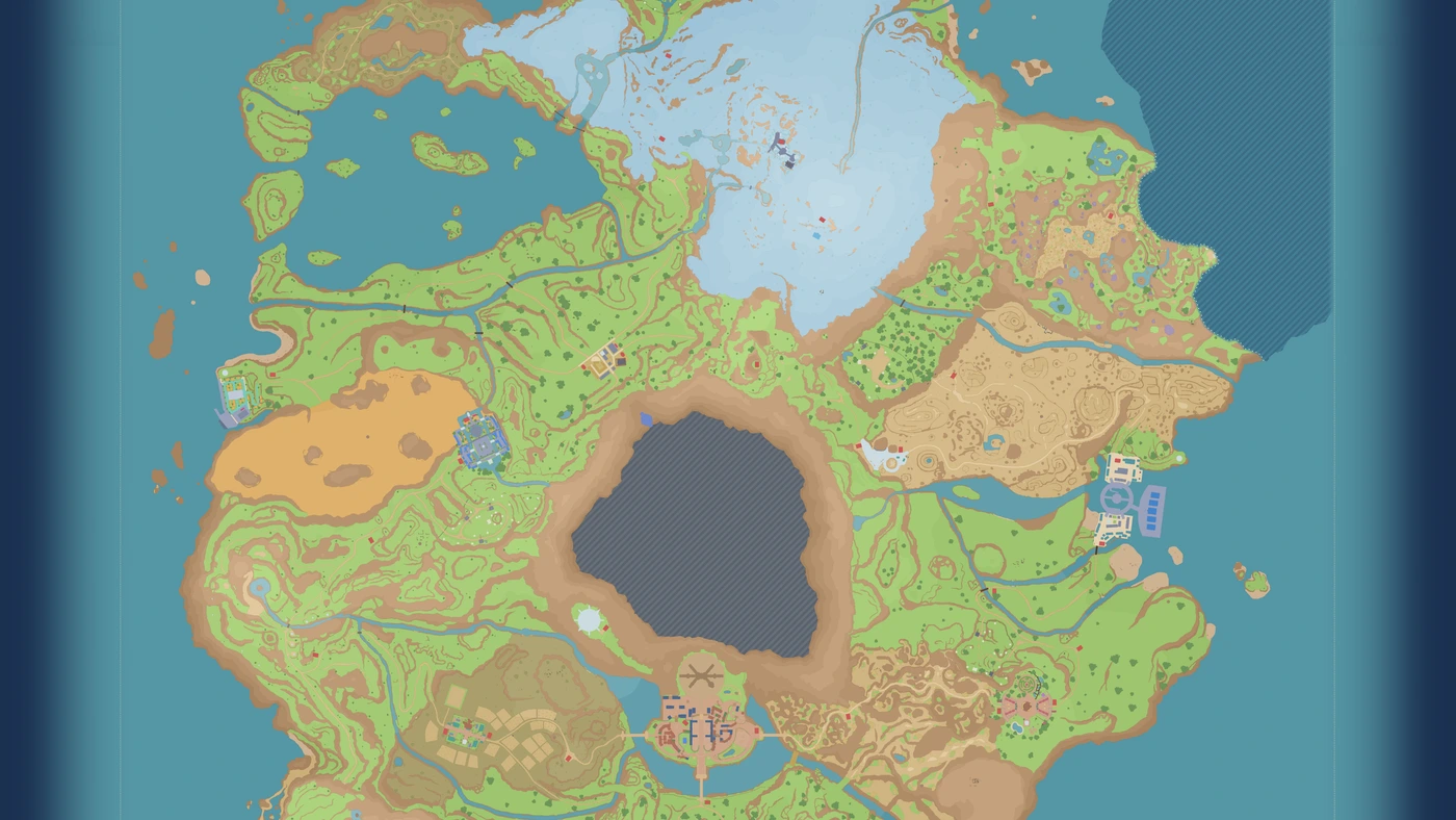 The open Paldea region map, where Tera Raid Crystals are scattered across every biome